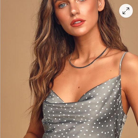 Lulu's Gray Polka Dot Satin Dress - Picture 4 of 7